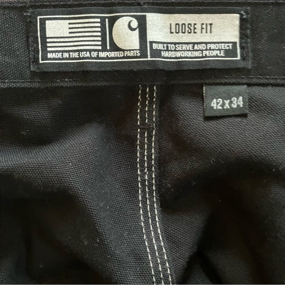 Carhartt Black Double Knee Loose Original Work Pants 42 x 34 - Picture 4 of 7